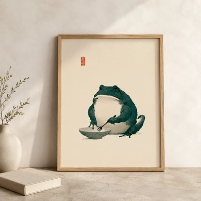 Dining Frog Watercolor Wall Art Decor - Wall Art Decor - side view