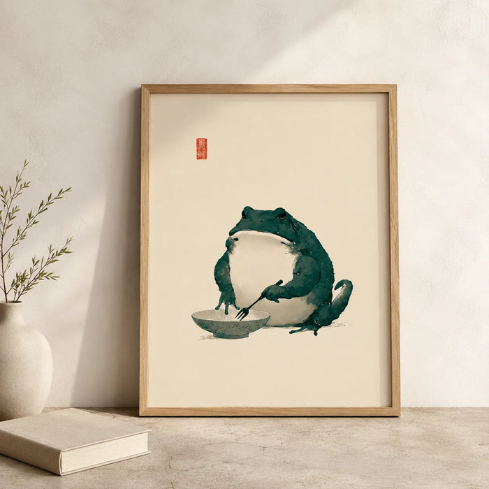 Dining Frog Watercolor Wall Art Decor