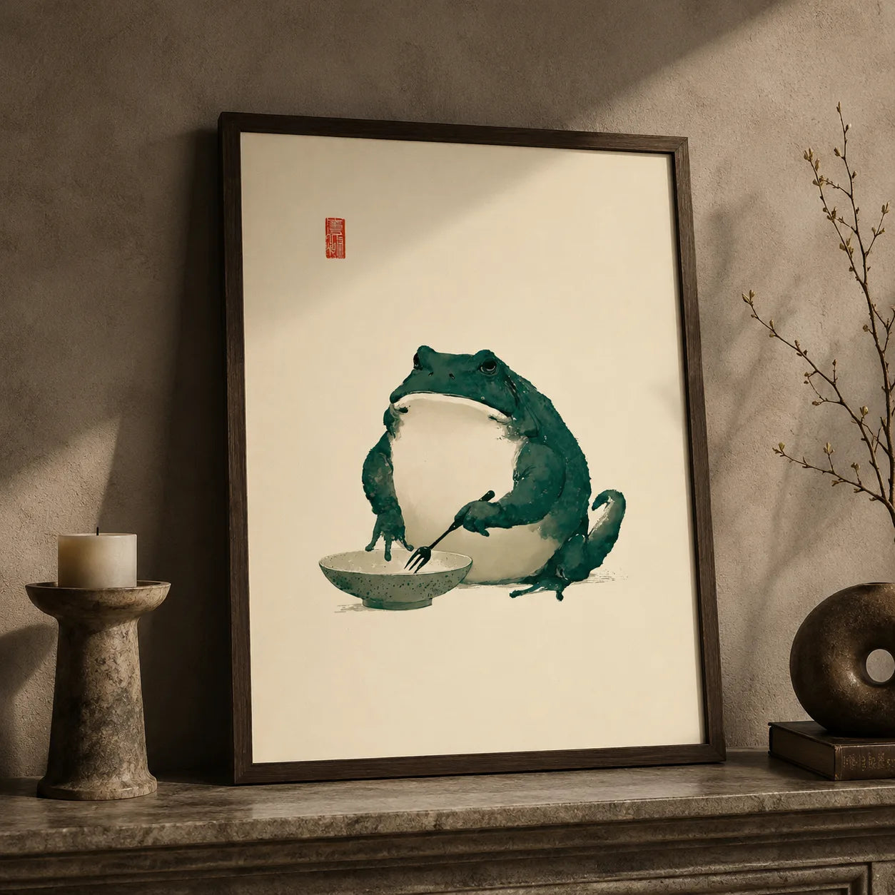 Dining Frog Watercolor Wall Art Decor - Wall Art Decor - styled