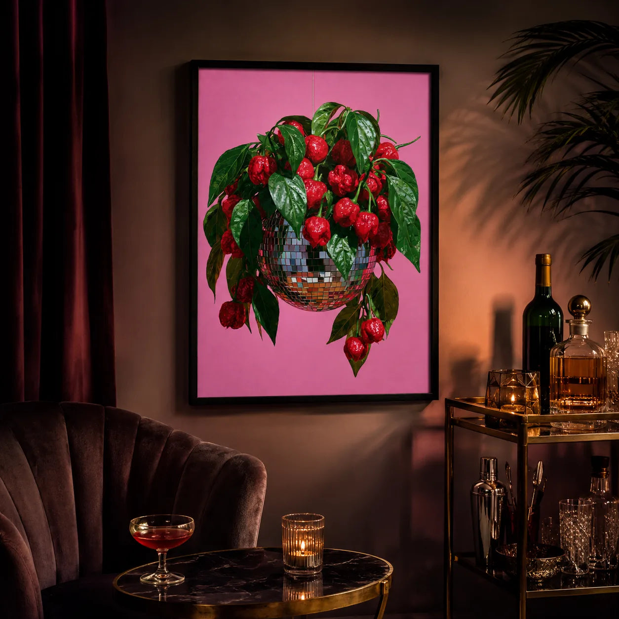 Disco Ball Chili Pepper Wall Art Decor - Wall Art Decor - lifestyle