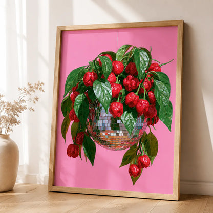 Disco Ball Chili Pepper Wall Art Decor - Wall Art Decor - side view