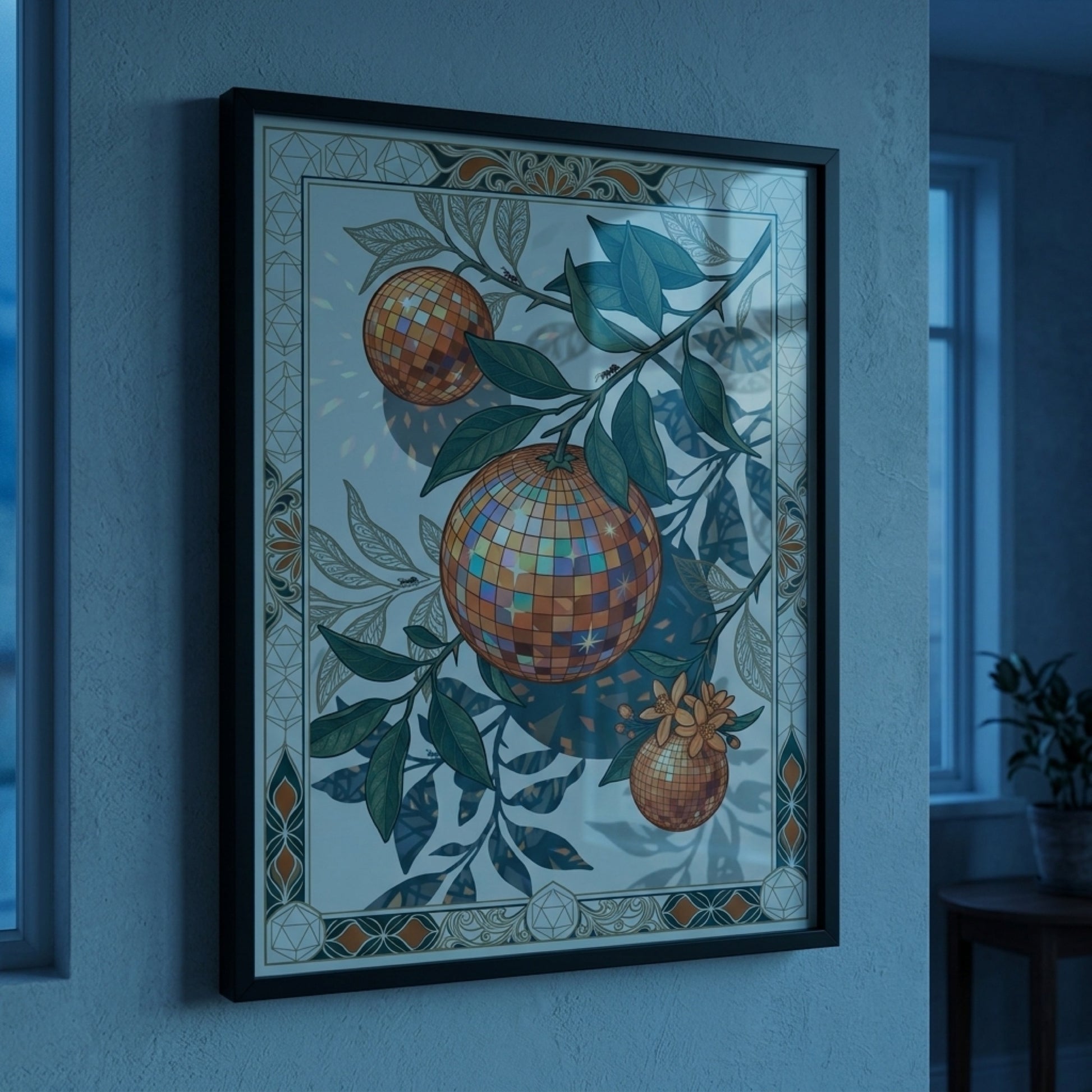 Disco Ball Oranges Art Nouveau Wall Art Decor preview 4