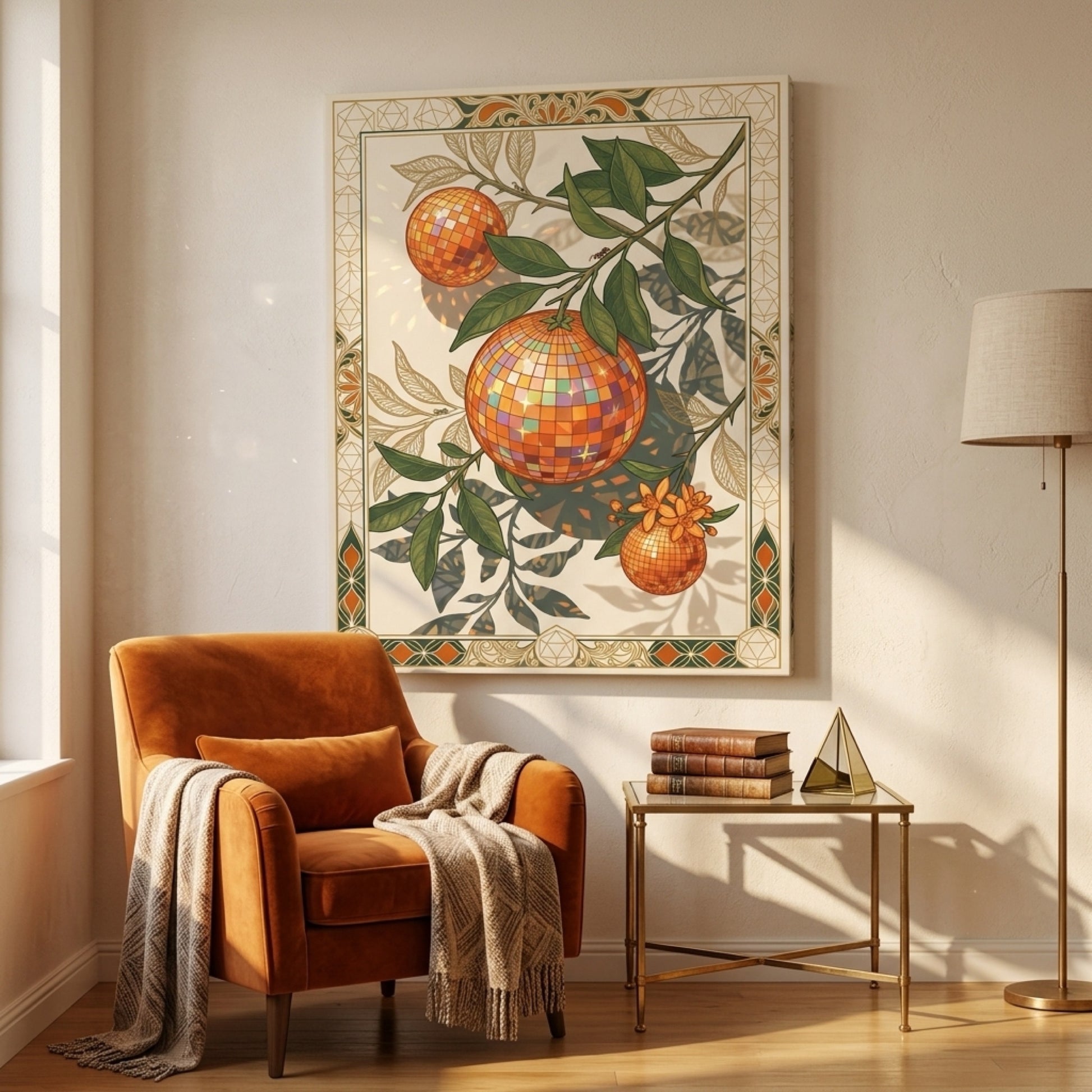Disco Ball Oranges Art Nouveau Wall Art Decor preview 9