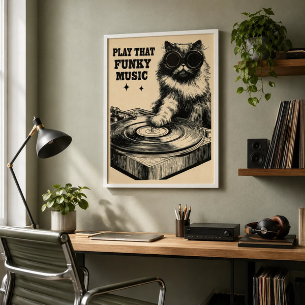 Dj Cat Funky Music Wall Art Decor