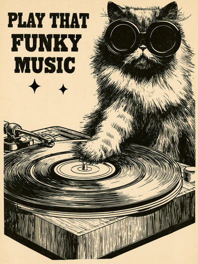 Dj Cat Funky Music Wall Art Decor