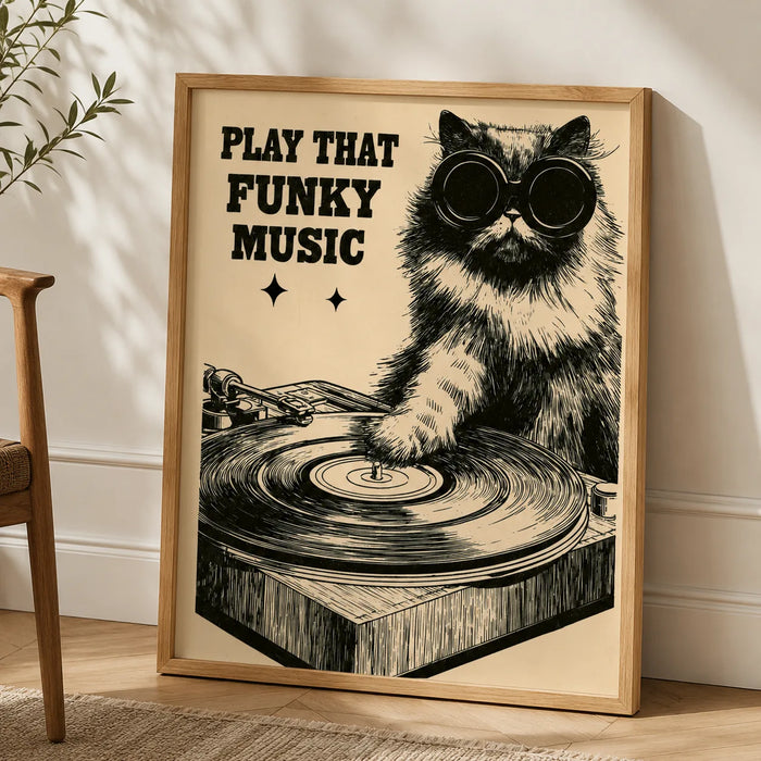 Dj Cat Funky Music Wall Art Decor