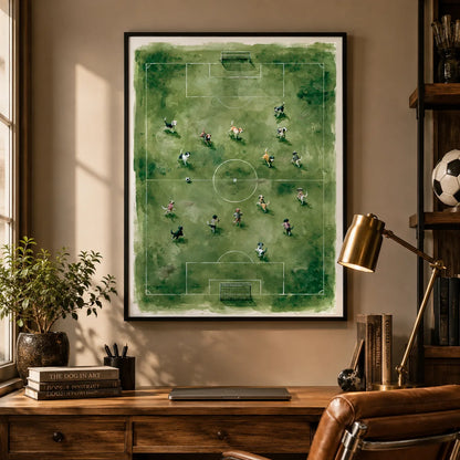 Dogs Playing Soccer Watercolor Wall Art Decor - Wall Art Decor - alternate angle