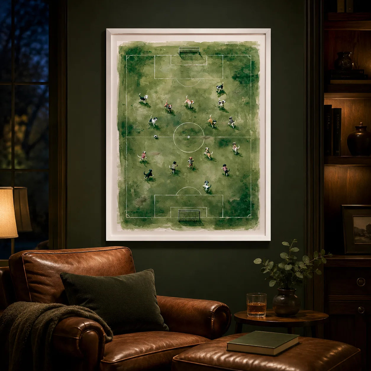 Dogs Playing Soccer Watercolor Wall Art Decor - Wall Art Decor - lifestyle