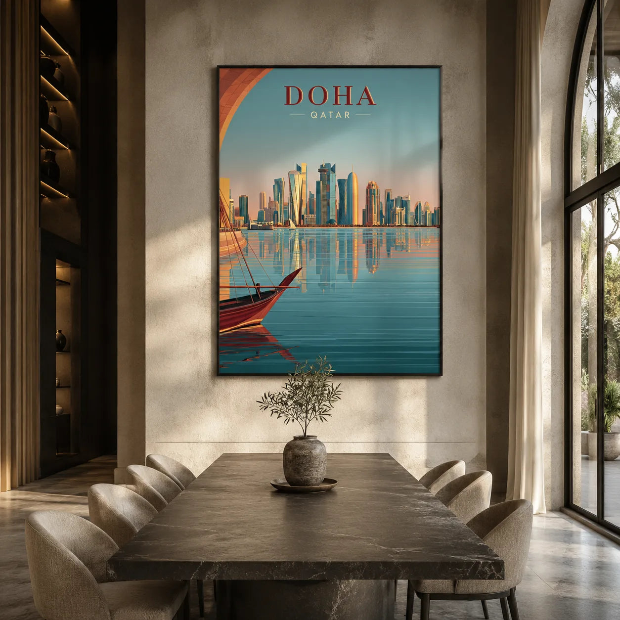 Doha Qatar Skyline Wall Art Decor - Wall Art Decor - close up