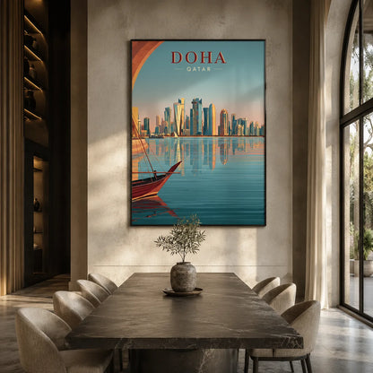 Doha Qatar Skyline Wall Art Decor - Wall Art Decor - close up
