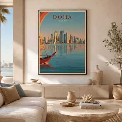 Doha Qatar Skyline Wall Art Decor - Wall Art Decor - detail