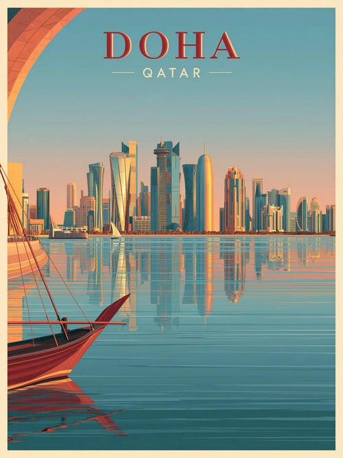 Doha Qatar Skyline Wall Art Decor