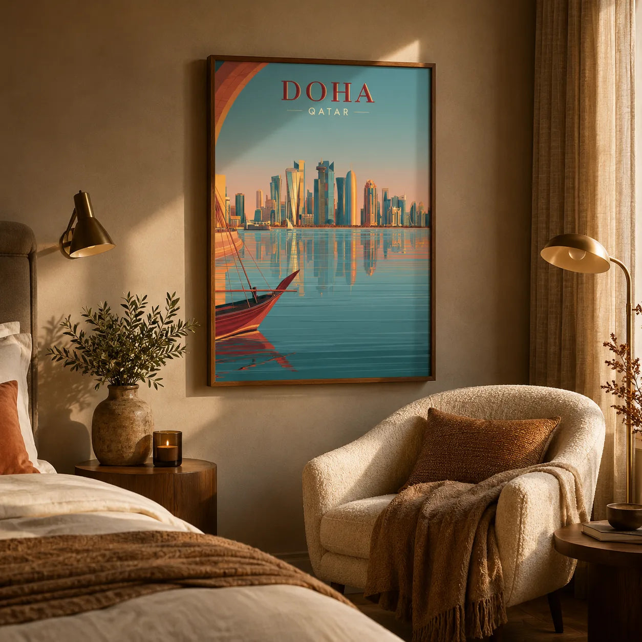 Doha Qatar Skyline Wall Art Decor - Wall Art Decor - in use