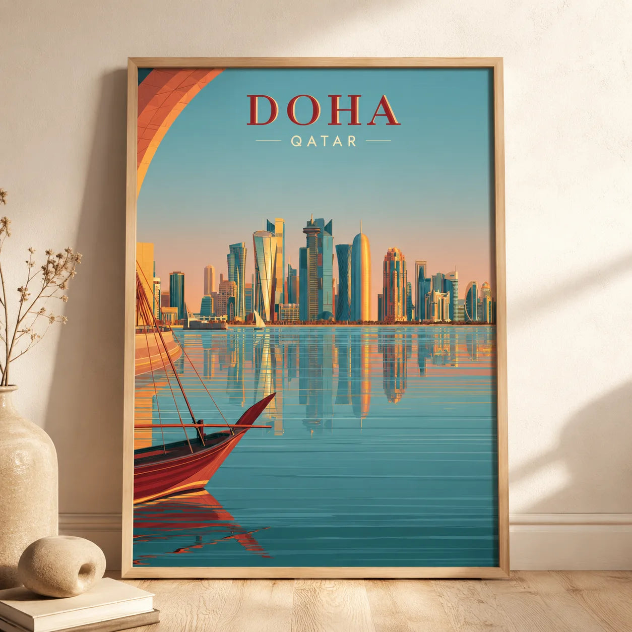 Doha Qatar Skyline Wall Art Decor - Wall Art Decor - side view