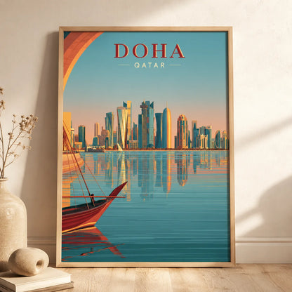 Doha Qatar Skyline Wall Art Decor - Wall Art Decor - side view
