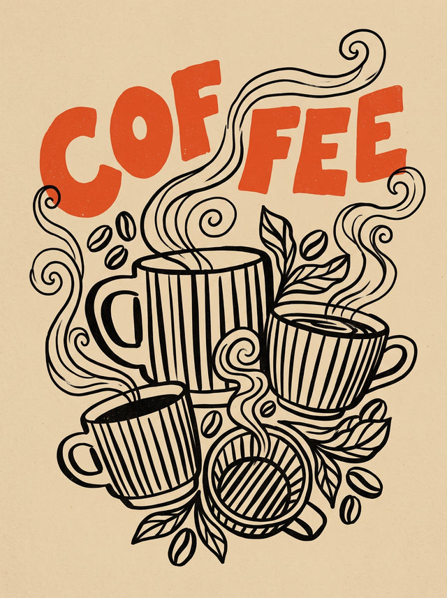 Retro Coffee Line Art Poster