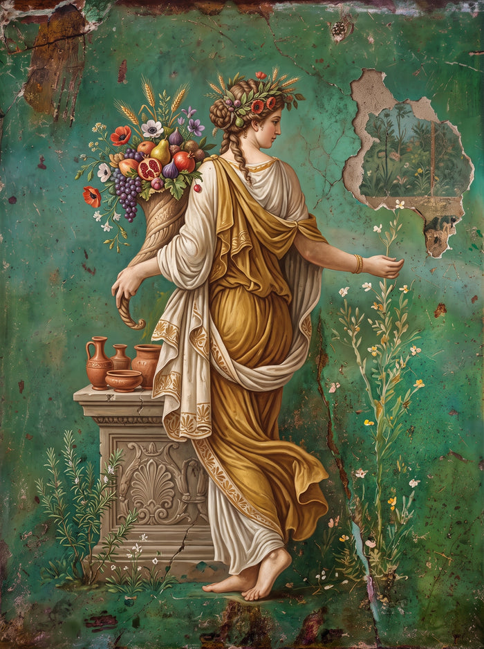 Goddess of Abundance Classical Fresco Art Print Poster