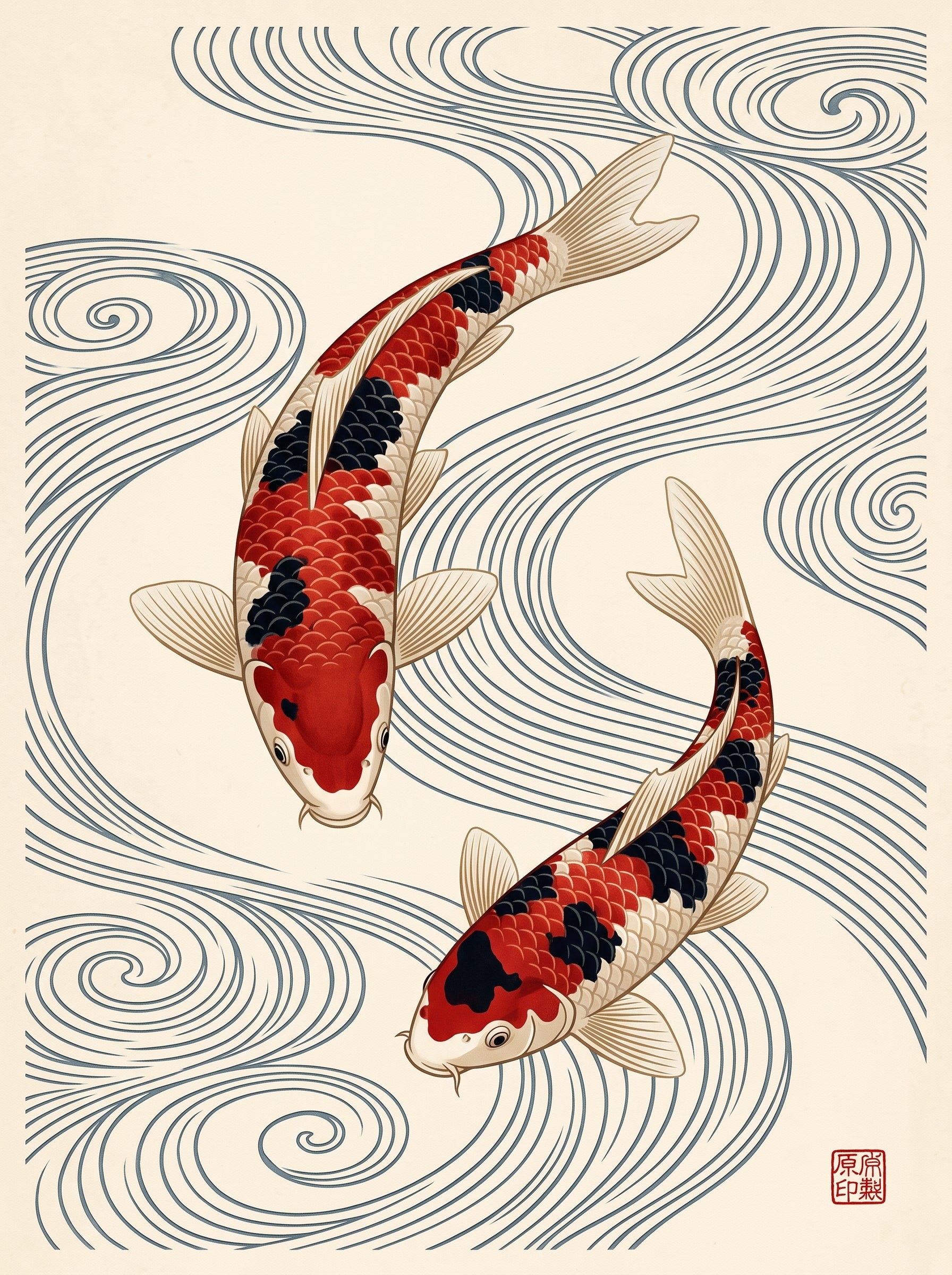 Japanese Koi Fish Duo Art Print Poster