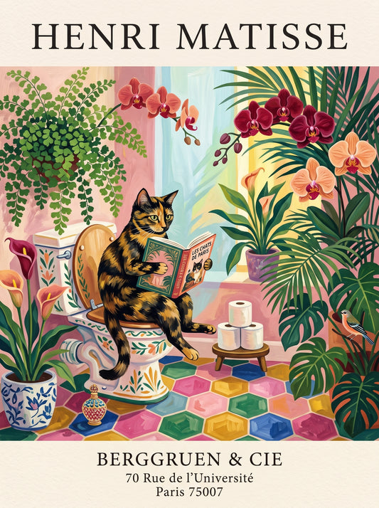 Matisse Style Cat Bathroom Exhibition Poster