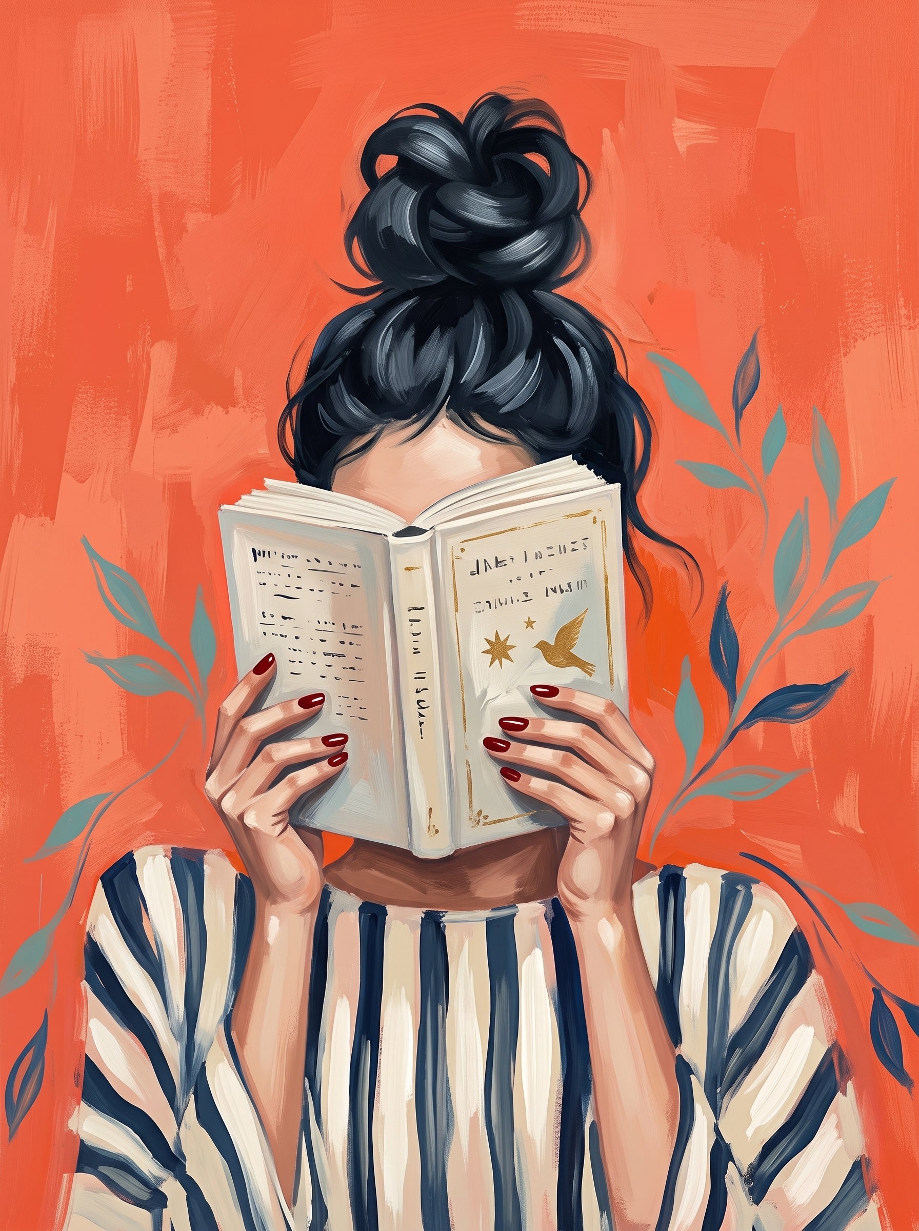 Woman Reading Book Art Print Poster