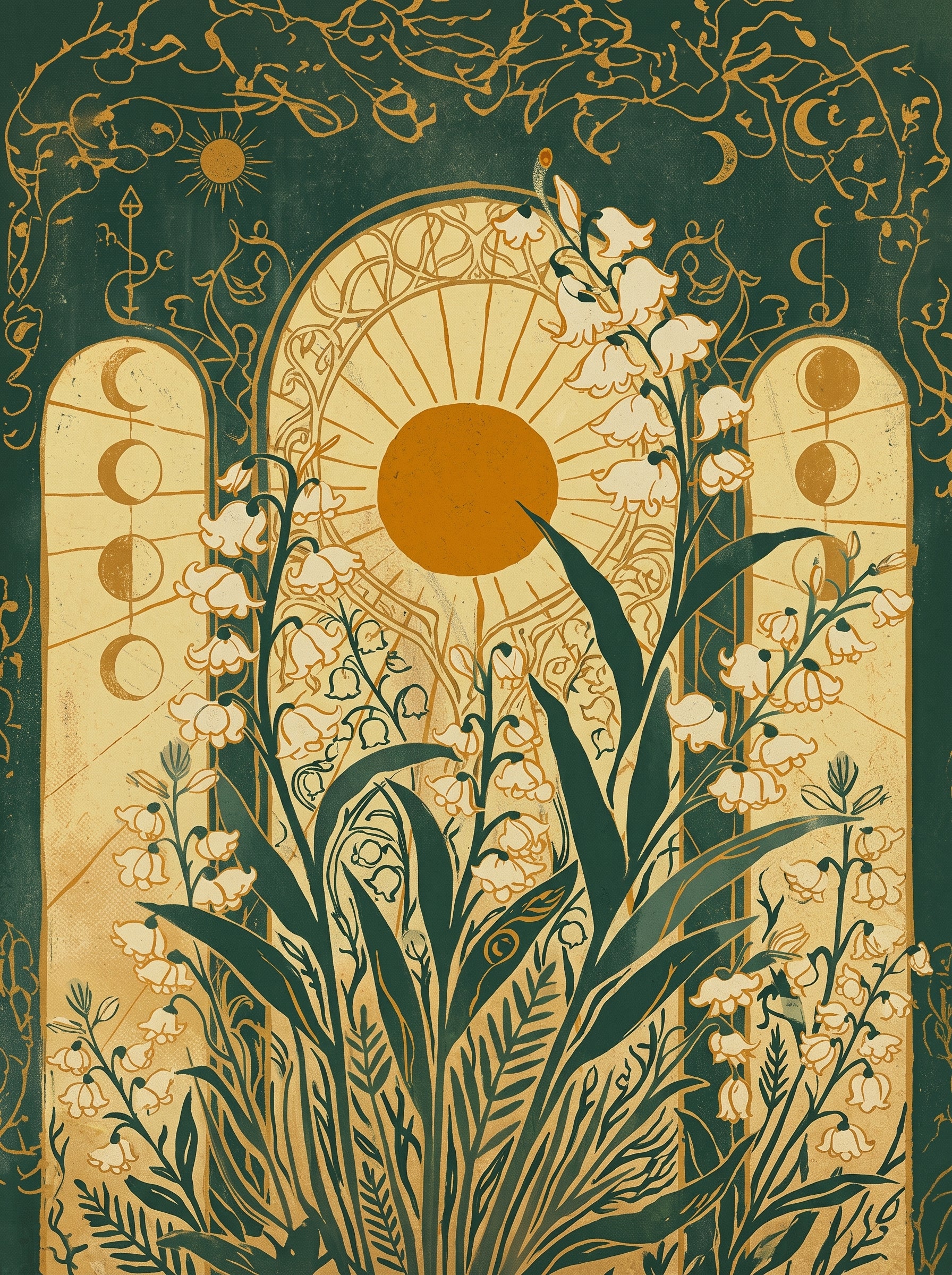 Lily of the Valley Celestial Art Nouveau Poster