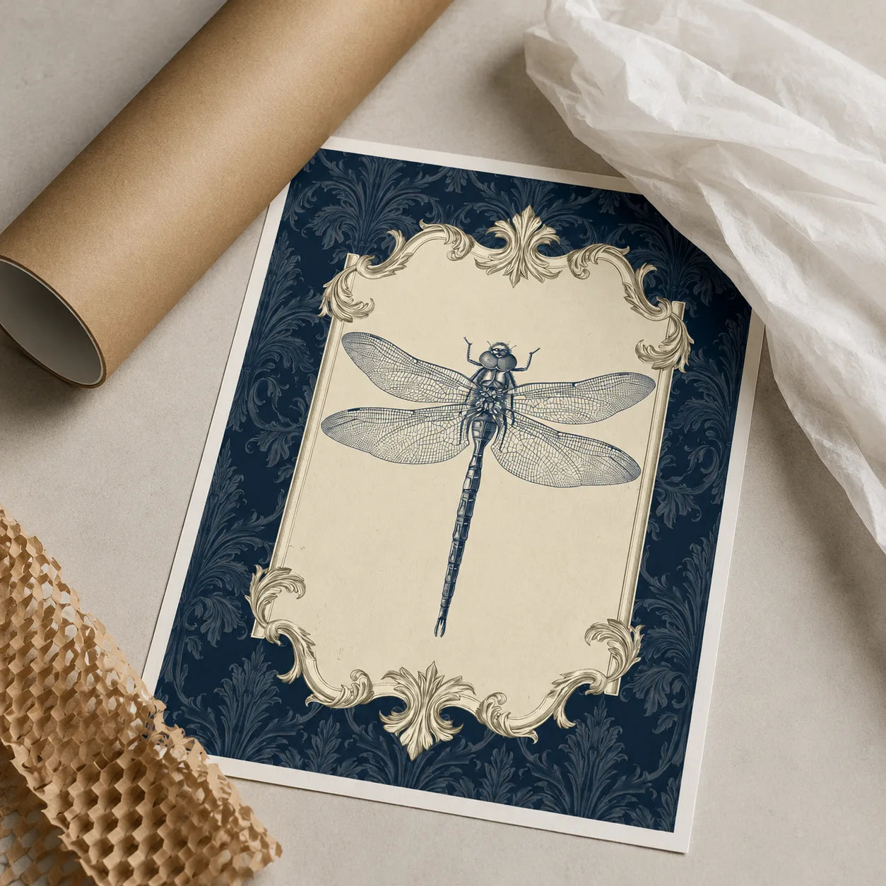 Dragonfly Victorian Engraving Wall Art Decor - Wall Art Decor - back view