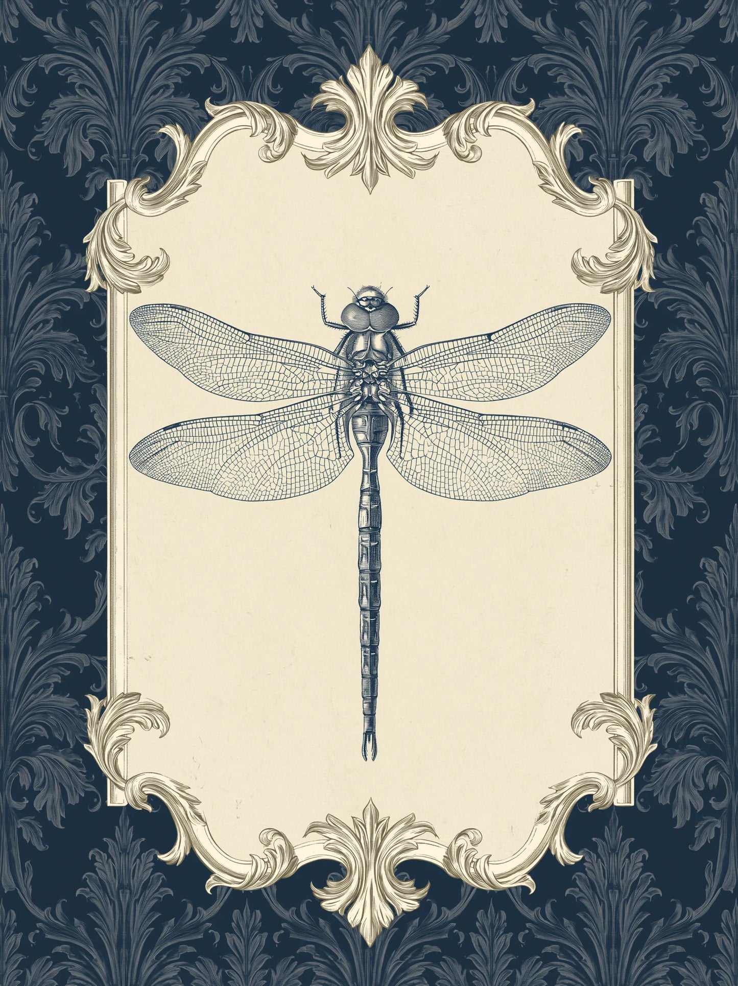 Dragonfly Victorian Engraving Wall Art Decor - Wall Art Decor - front view