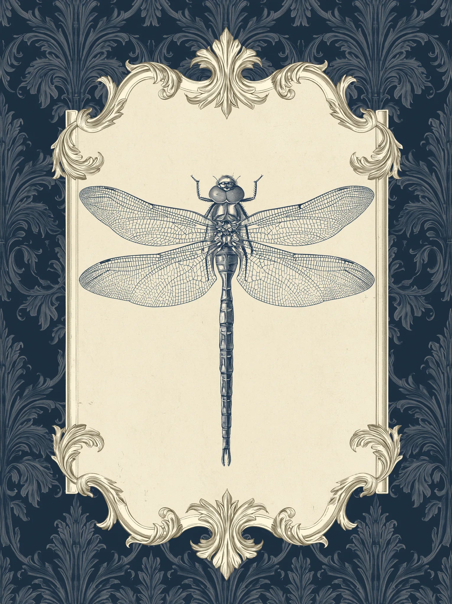 Dragonfly Victorian Engraving Wall Art Decor - Wall Art Decor - front view