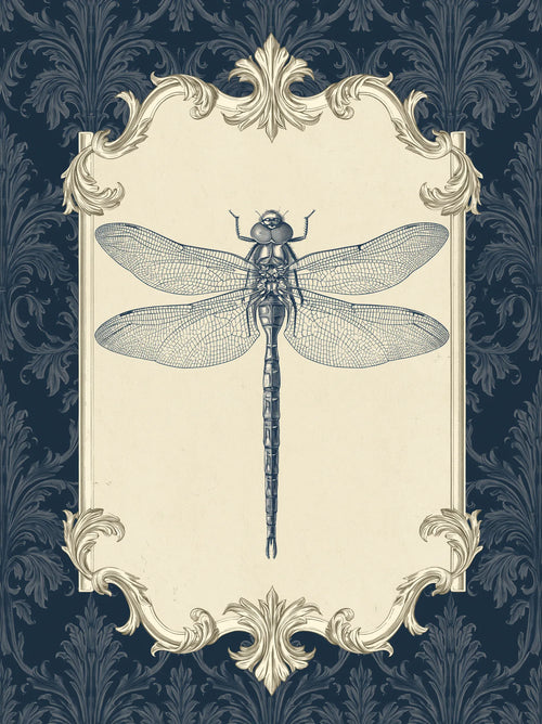Dragonfly Victorian Engraving Wall Art Decor