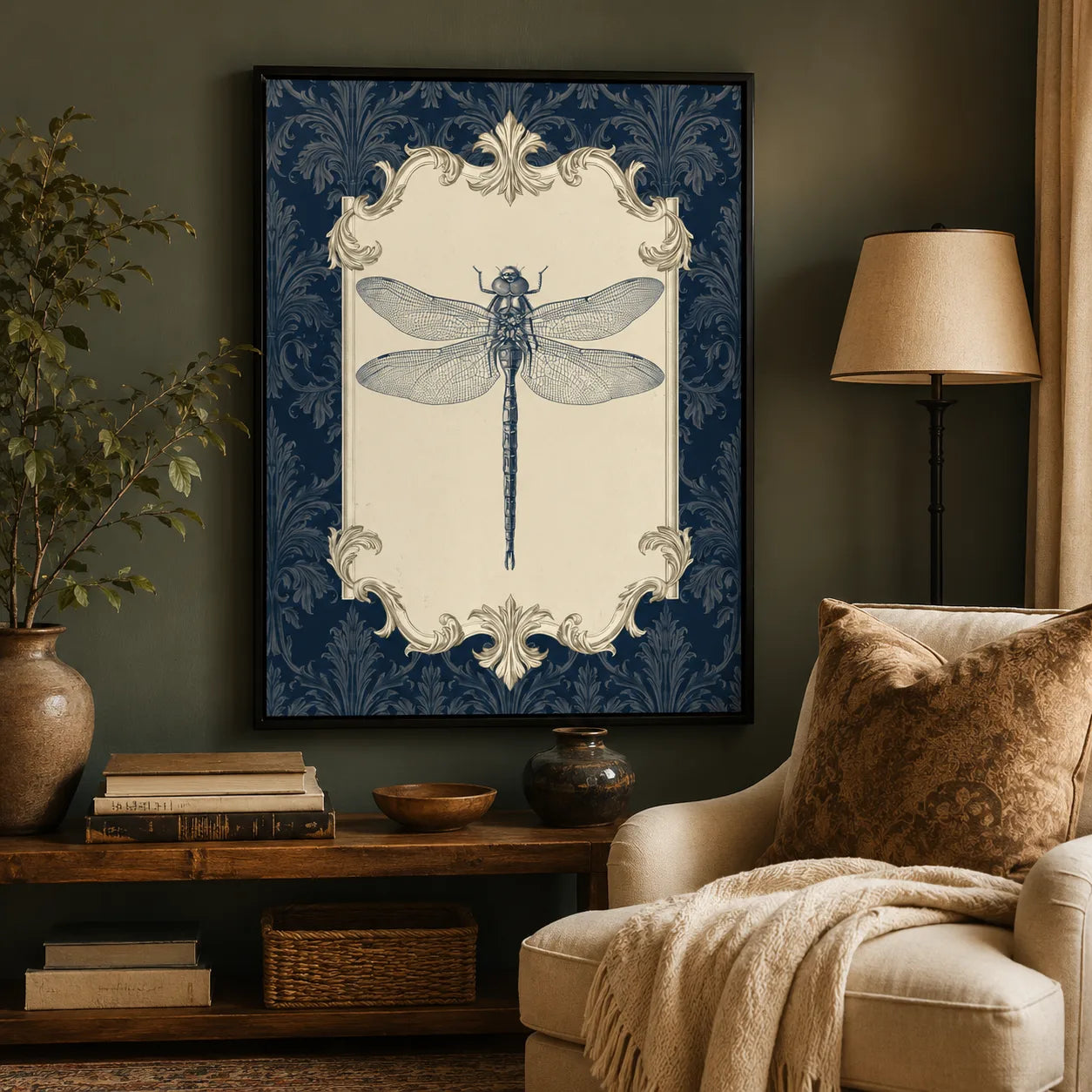 Dragonfly Victorian Engraving Wall Art Decor - Wall Art Decor - in use