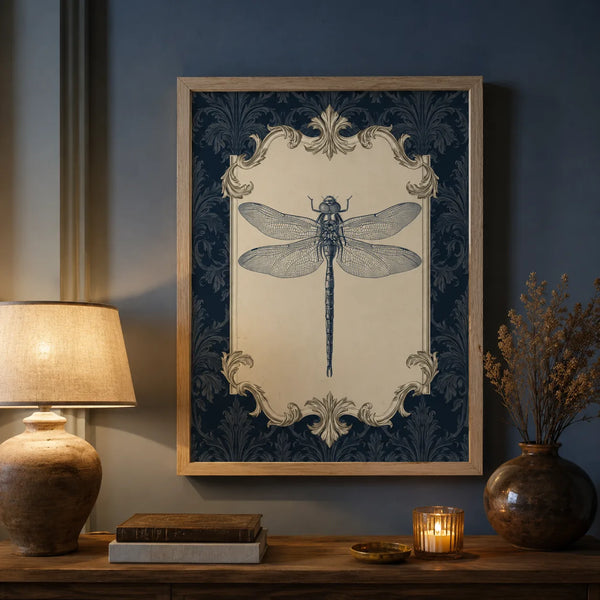 Dragonfly Victorian Engraving Wall Art Decor