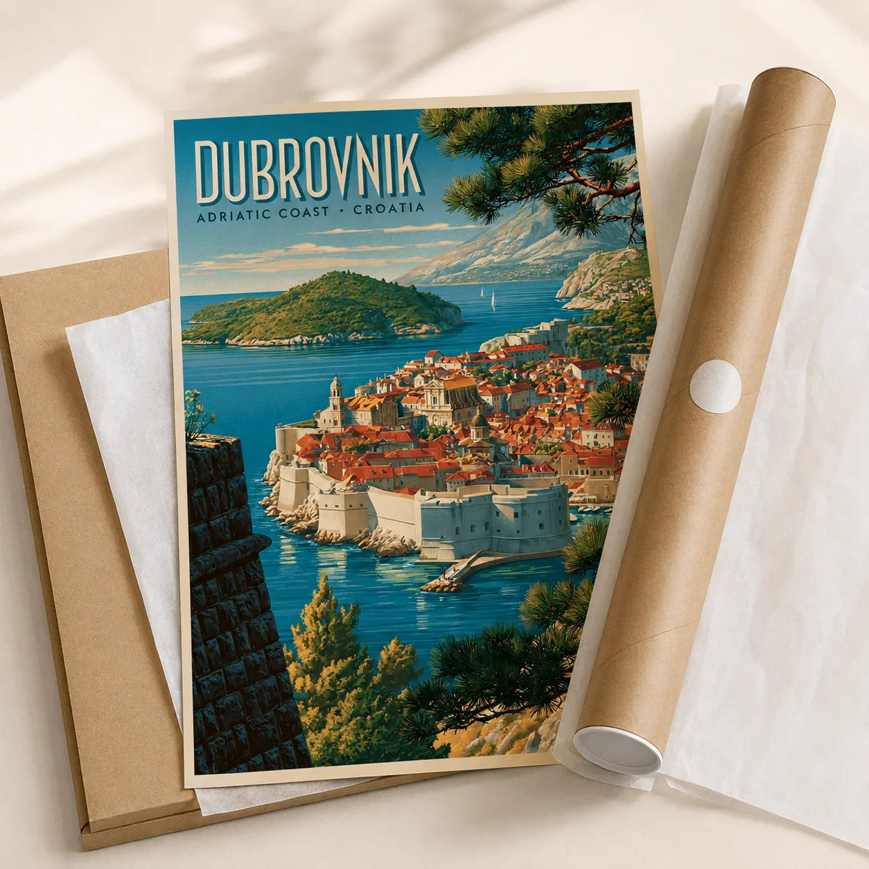 Dubrovnik Croatia Travel Wall Art Decor - Wall Art Decor - back view