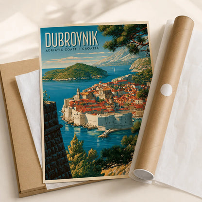Dubrovnik Croatia Travel Wall Art Decor - Wall Art Decor - back view