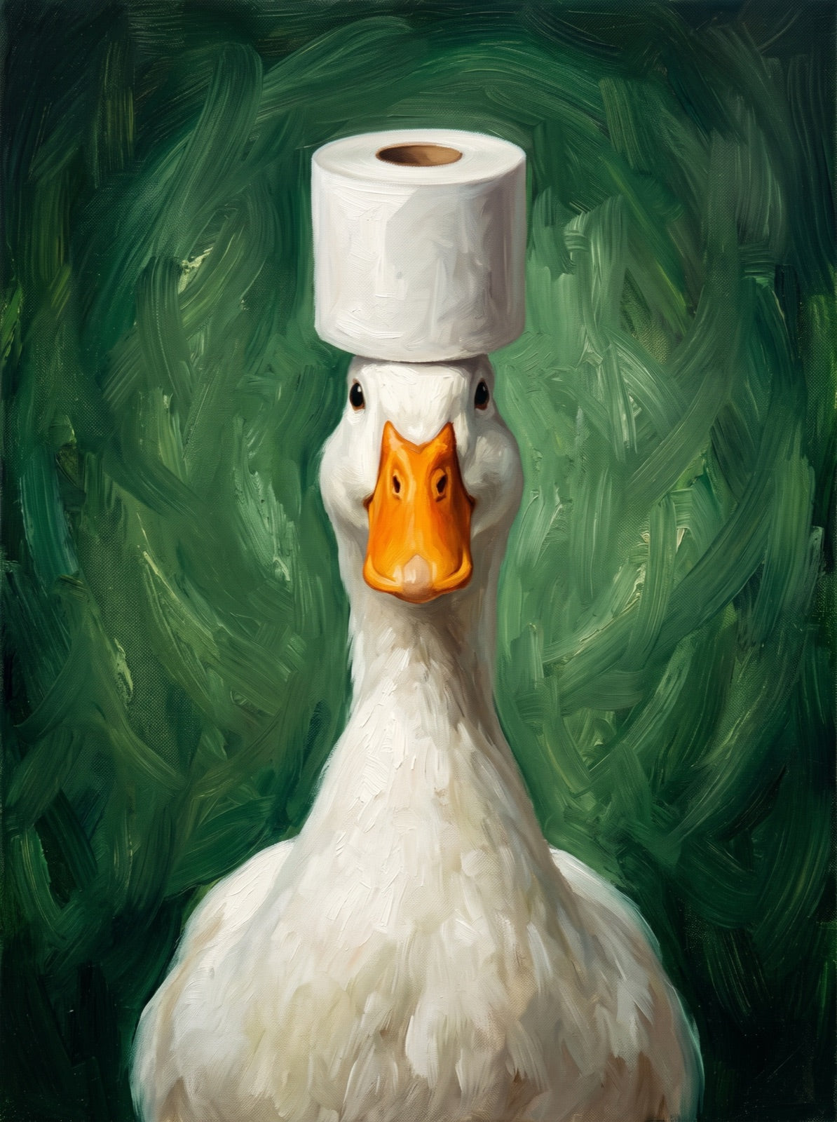 Duck with Toilet Paper Funny Bathroom Wall Art Decor