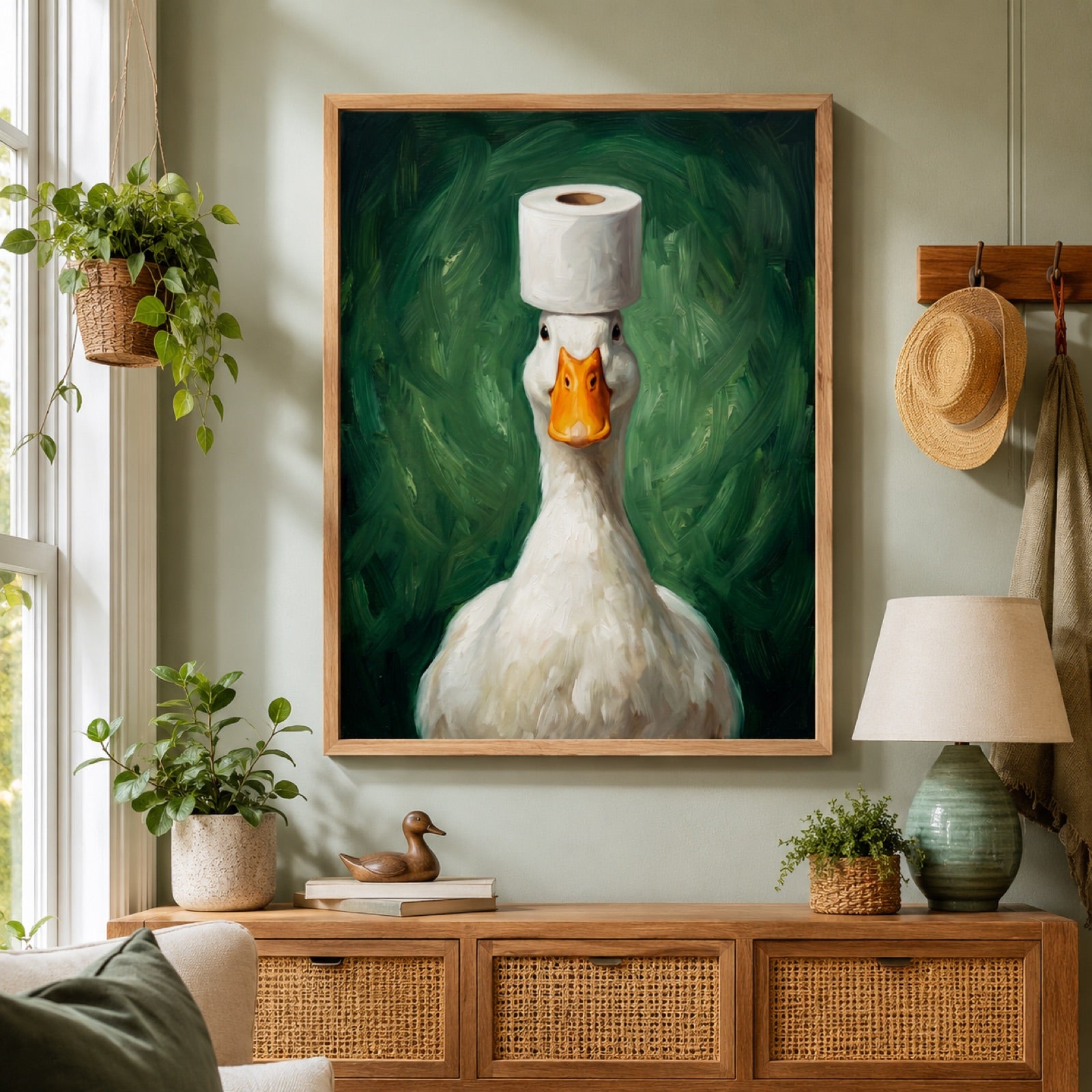 Duck with Toilet Paper Funny Bathroom Wall Art Decor – preview 10