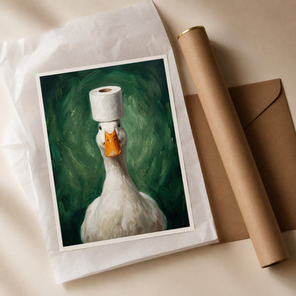 Duck with Toilet Paper Funny Bathroom Wall Art Decor – preview 4