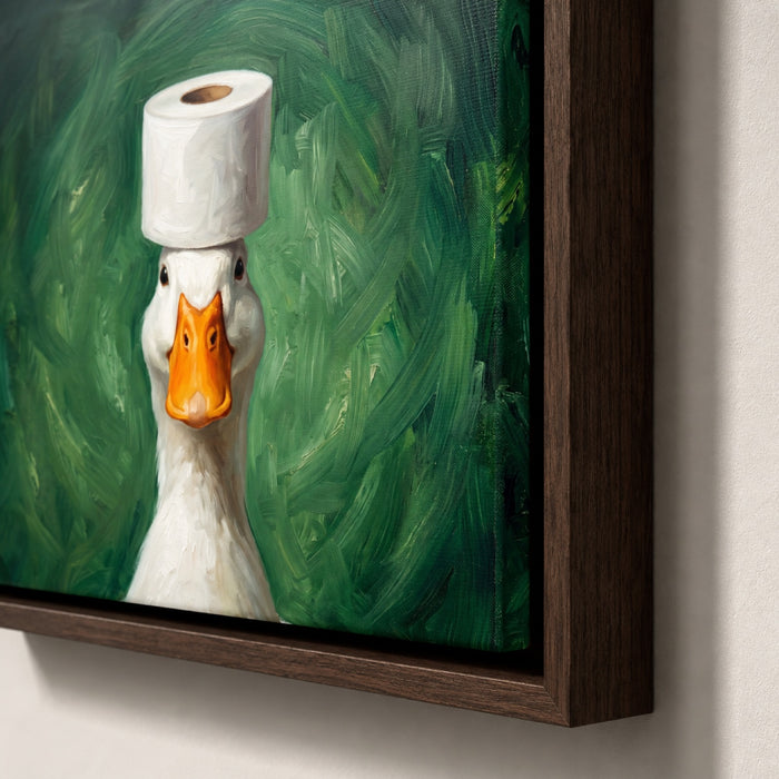 Duck with Toilet Paper Funny Bathroom Wall Art Decor