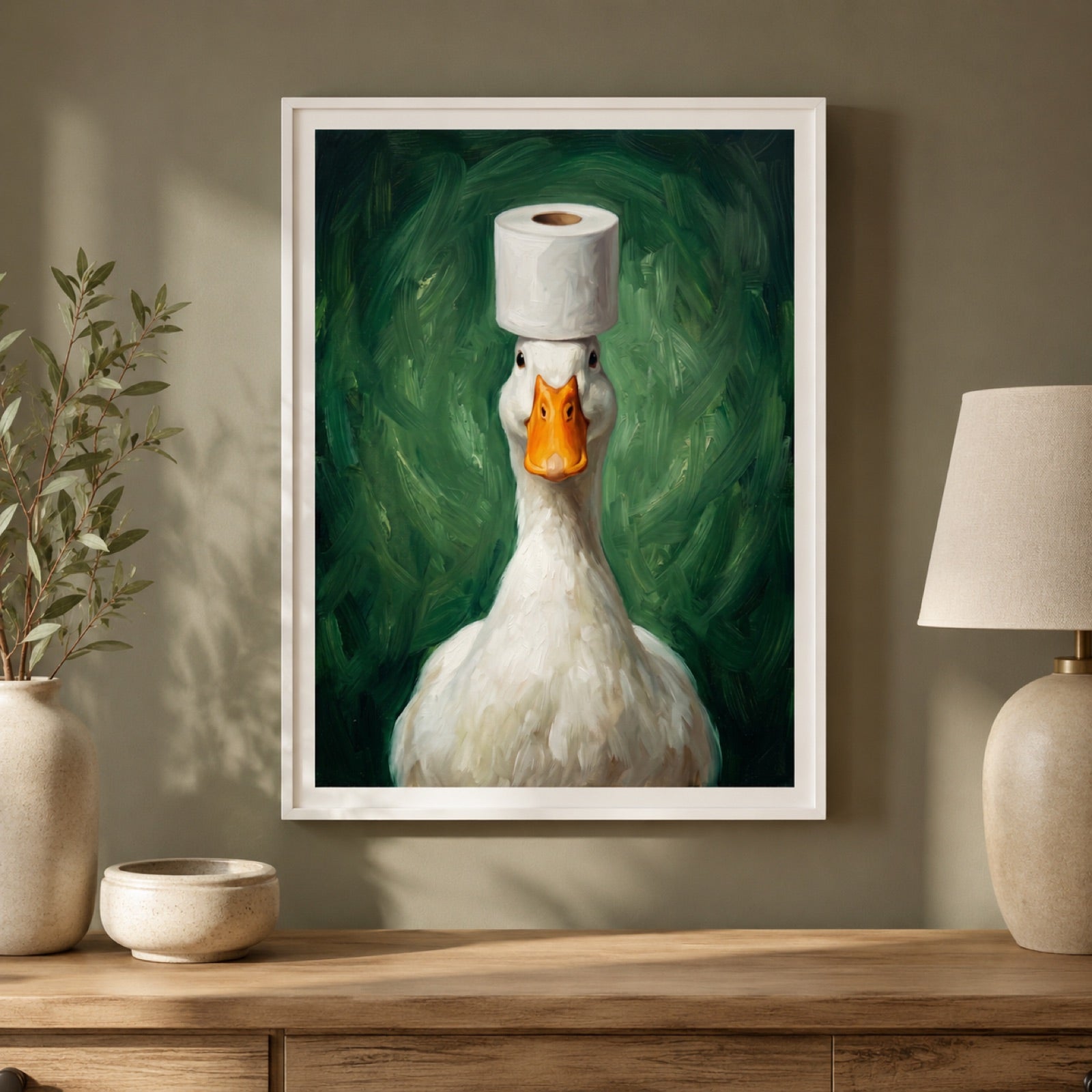 Duck with Toilet Paper Funny Bathroom Wall Art Decor – preview 6