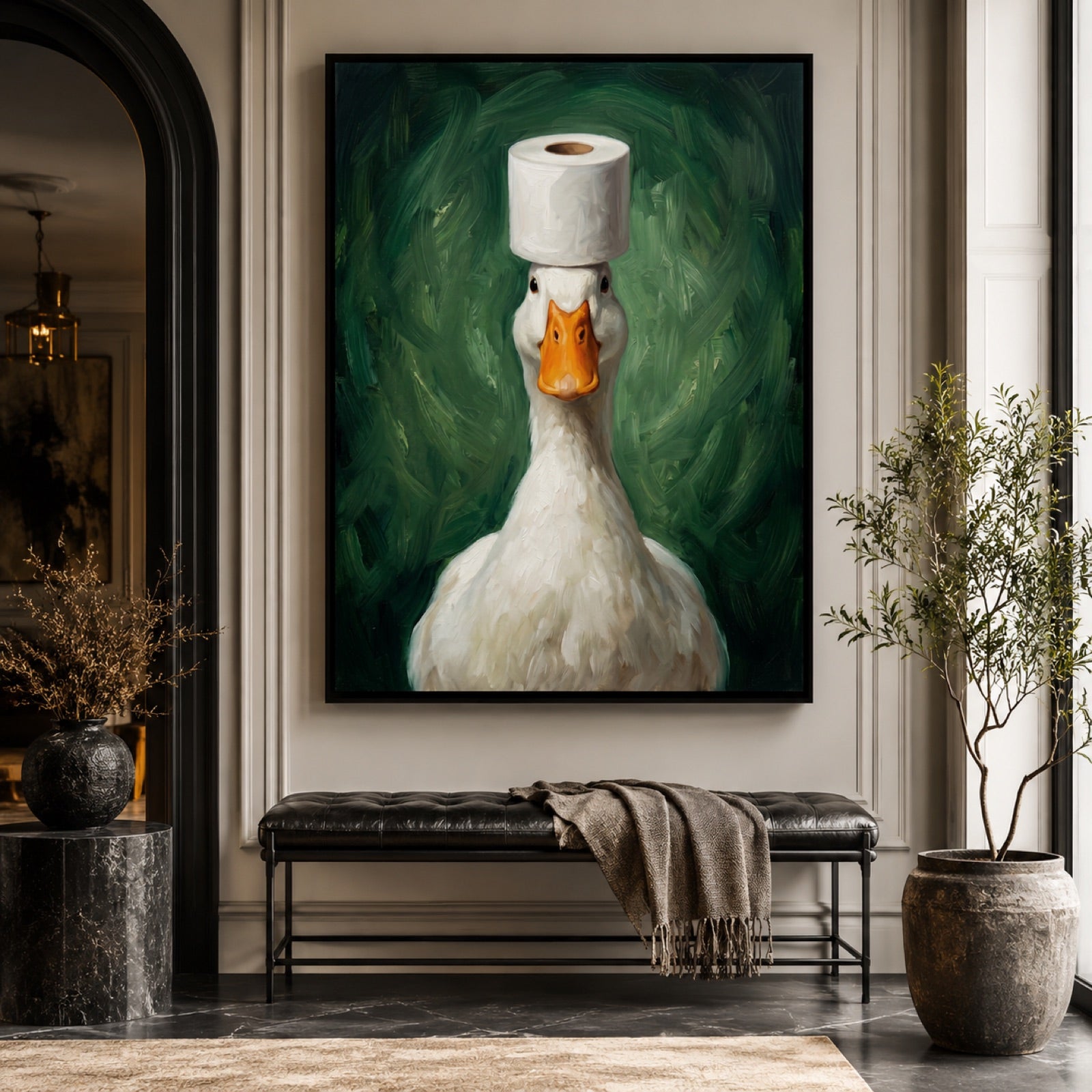 Duck with Toilet Paper Funny Bathroom Wall Art Decor – preview 7