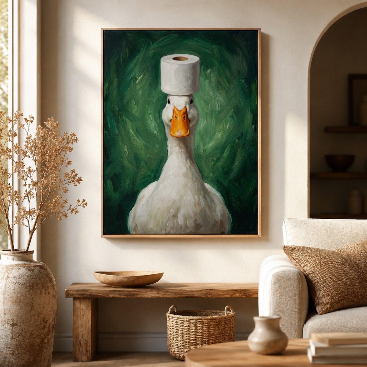 Duck with Toilet Paper Funny Bathroom Wall Art Decor – preview 8