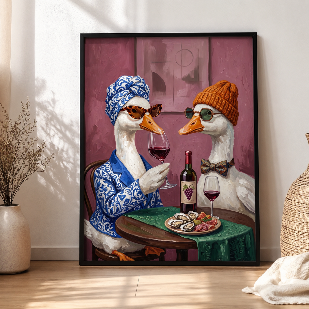 Ducks Wine Date Whimsical Wall Art Decor – preview 2