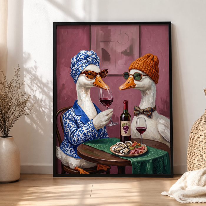 Ducks Wine Date Whimsical Wall Art Decor