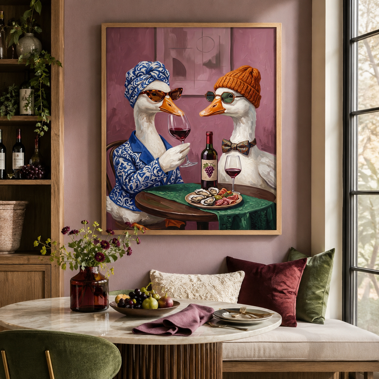 Ducks Wine Date Whimsical Wall Art Decor – preview 3