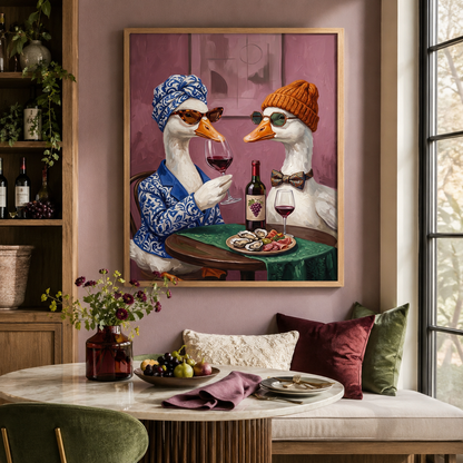 Ducks Wine Date Whimsical Wall Art Decor – preview 3