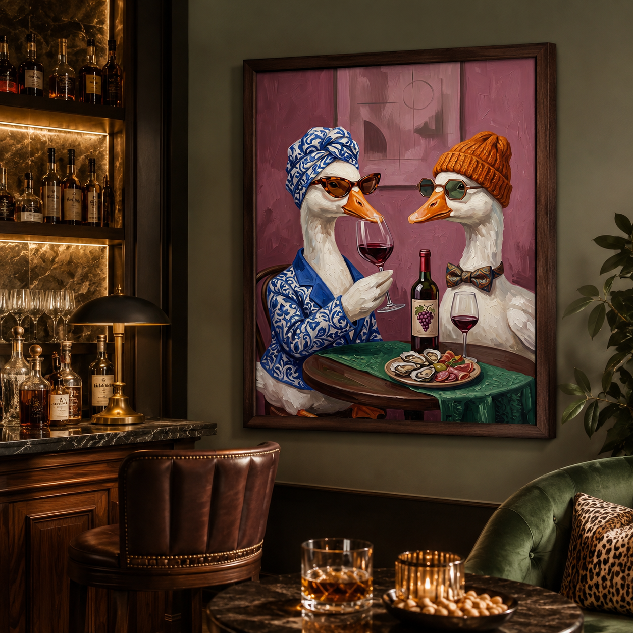 Ducks Wine Date Whimsical Wall Art Decor – preview 4