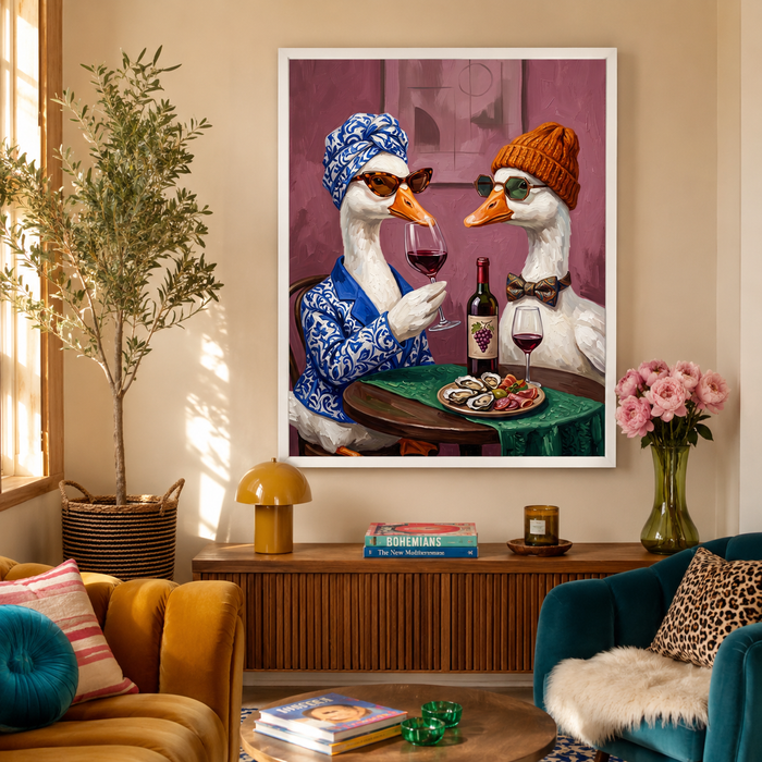 Ducks Wine Date Whimsical Wall Art Decor