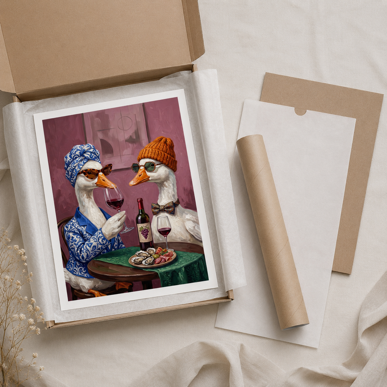 Ducks Wine Date Whimsical Wall Art Decor – preview 9