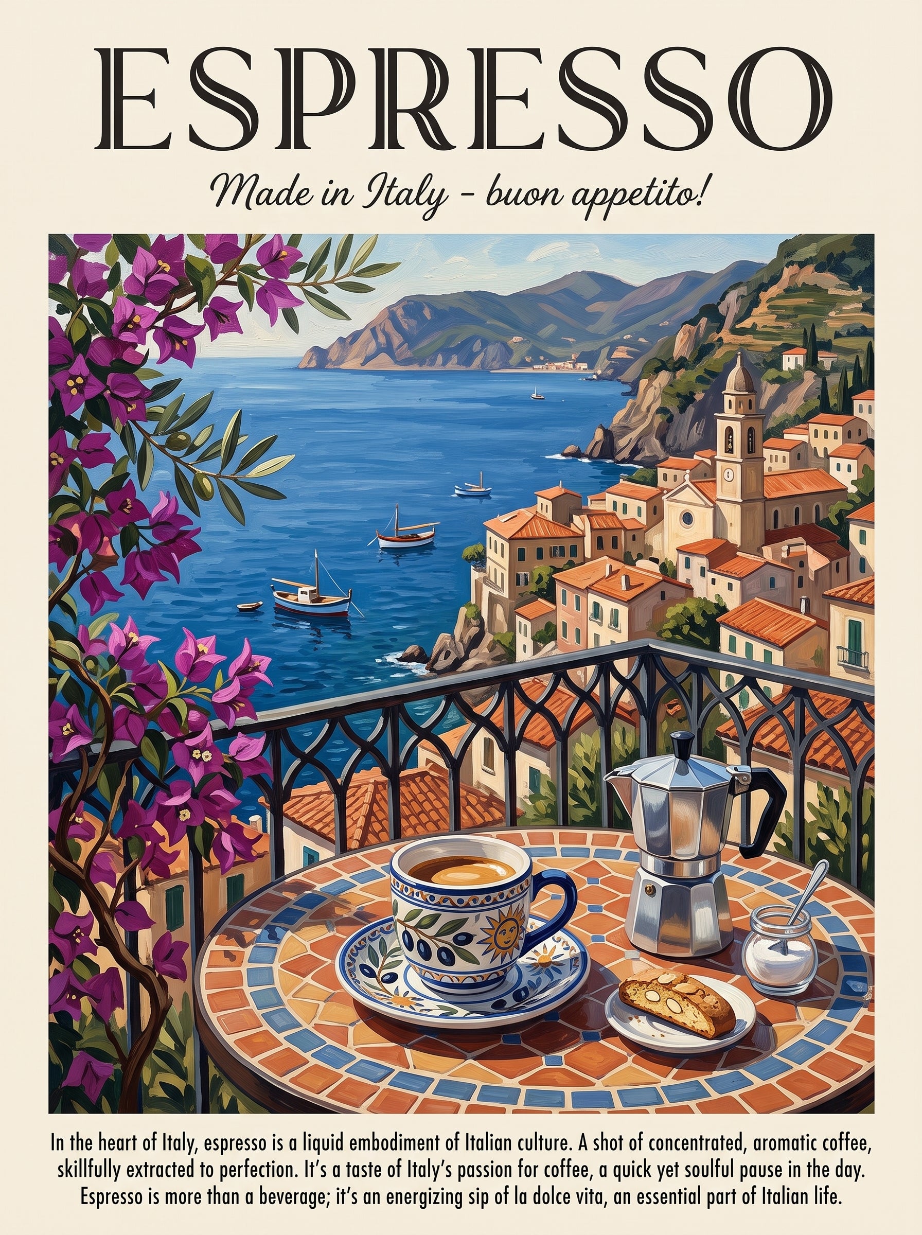 Espresso Italy Vintage Coffee Travel Wall Art Decor