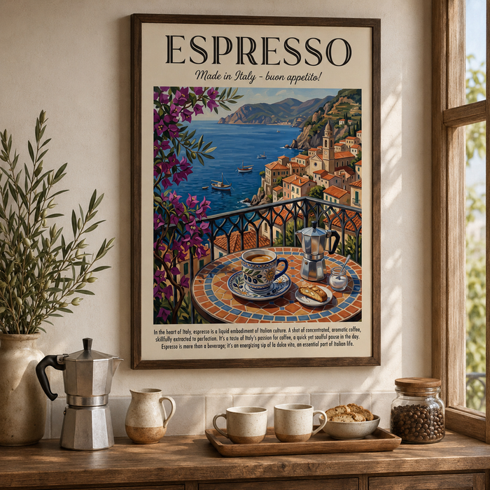 Espresso Italy Vintage Coffee Travel Wall Art Decor