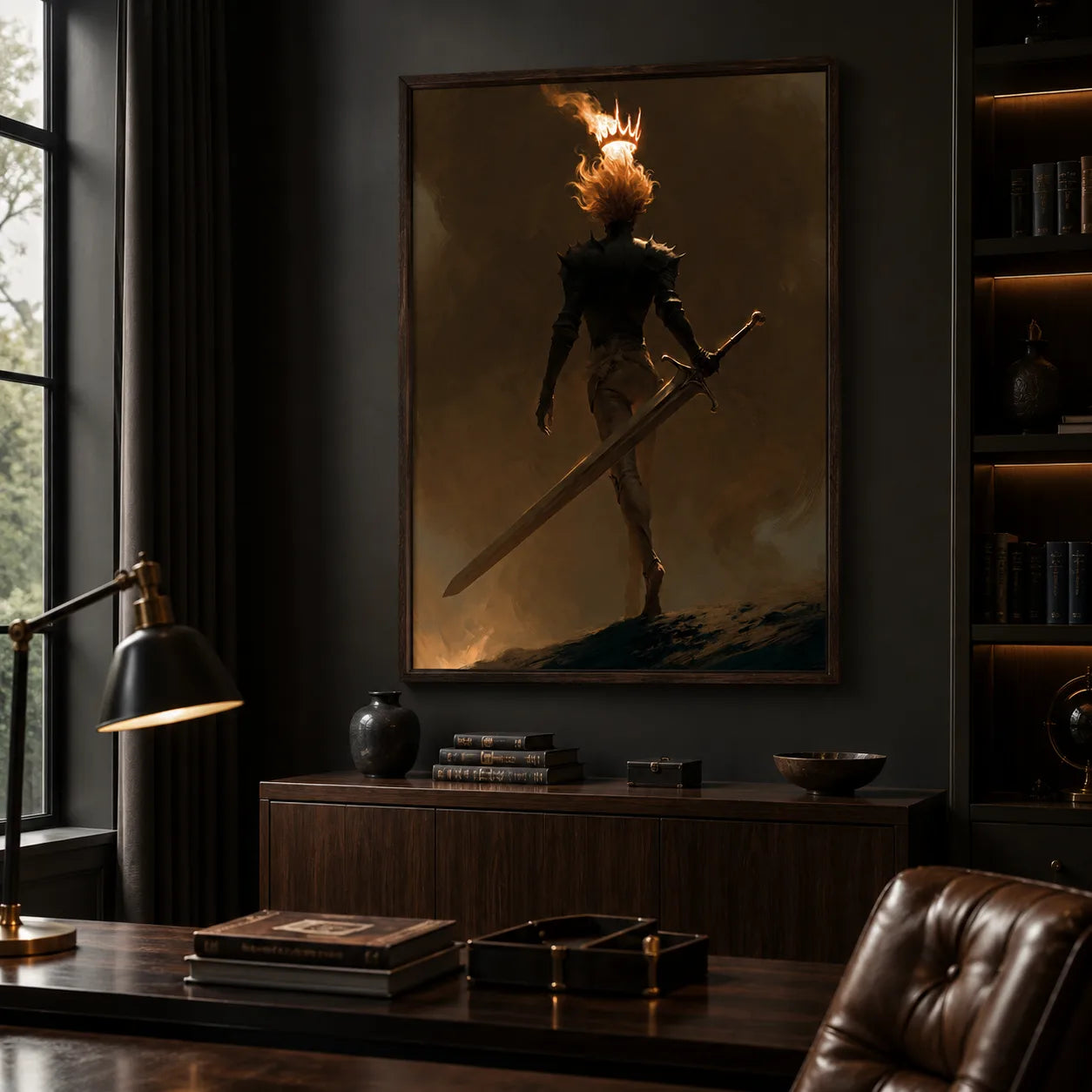 Flaming Crown Warrior Wall Art Decor - Wall Art Decor - lifestyle